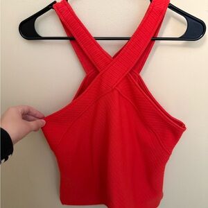 Anthropologie Vibrant Red Cross-Back Tank Top